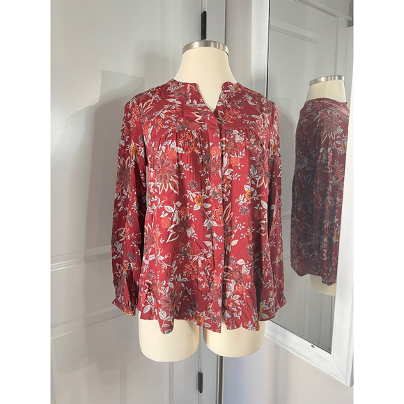 caffe marrakech notched printed blouse size small - Picture 1 of 8